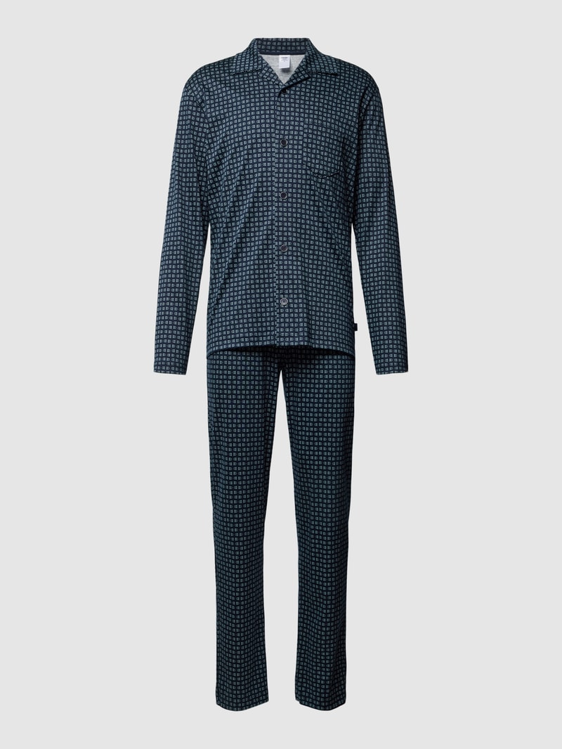 Pyjama mit Allover-Muster in dunkelblau