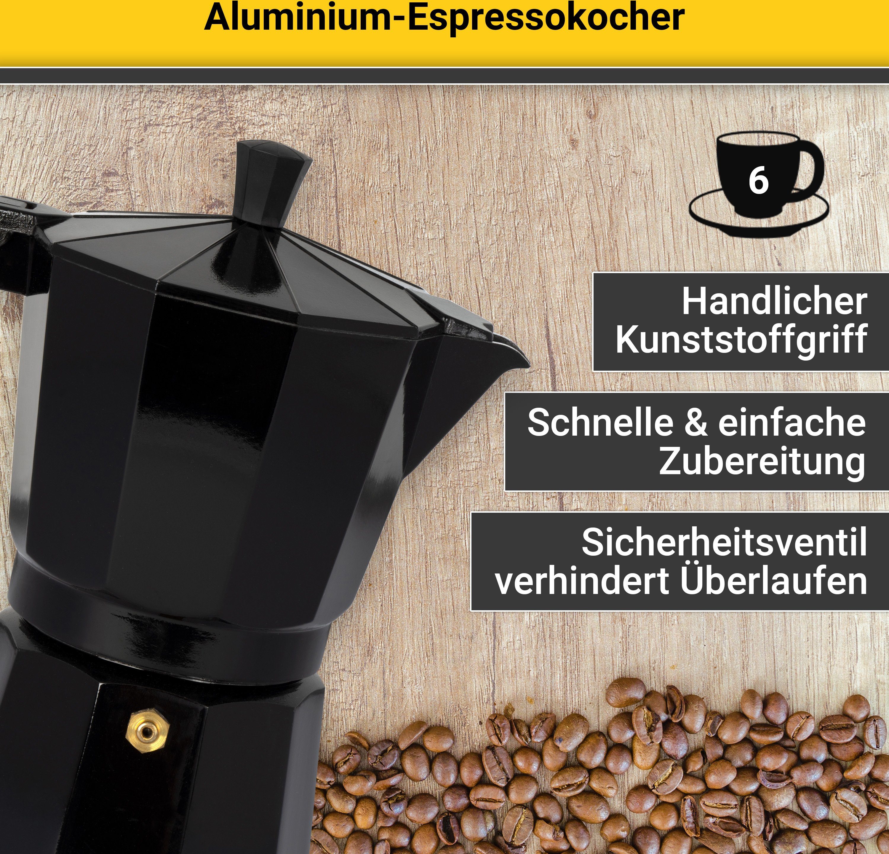 Krüger Espressokocher Italiano NERO, Aluminium