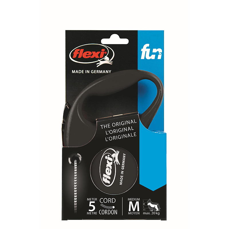 Flexi Hundebånd 5 m str M Black cord Flexi fun