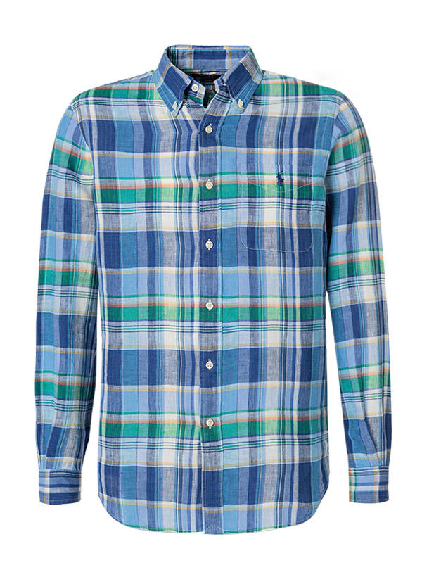 Polo Ralph Lauren, Hemd, Custom Fit, Reines Leiinen, blau-grün kariert