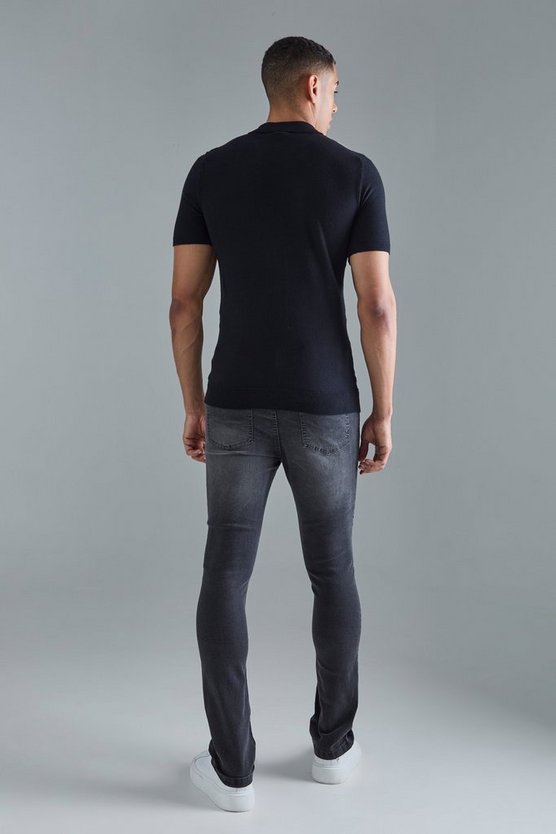 Kurzärmliges Muscle-Fit Poloshirt mit Streifen