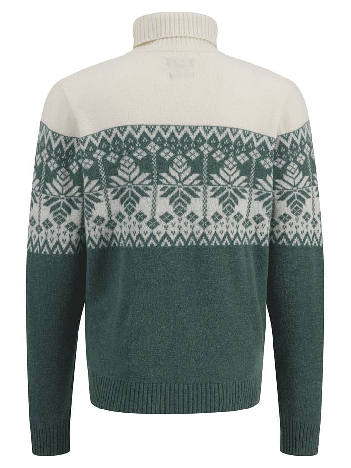 FYNCH-HATTON Wollrollkragenpullover in Grün/ Creme günstig kaufen