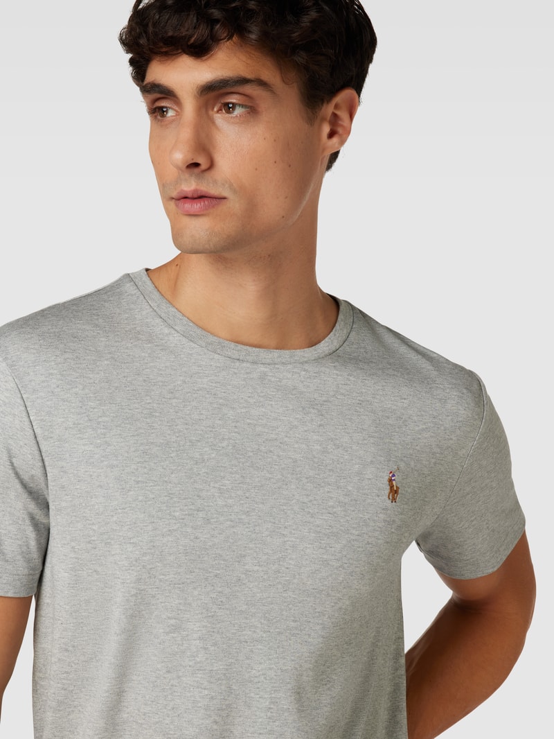 T-Shirt mit Streifenmuster Modell 'PIMA' in hellgrau