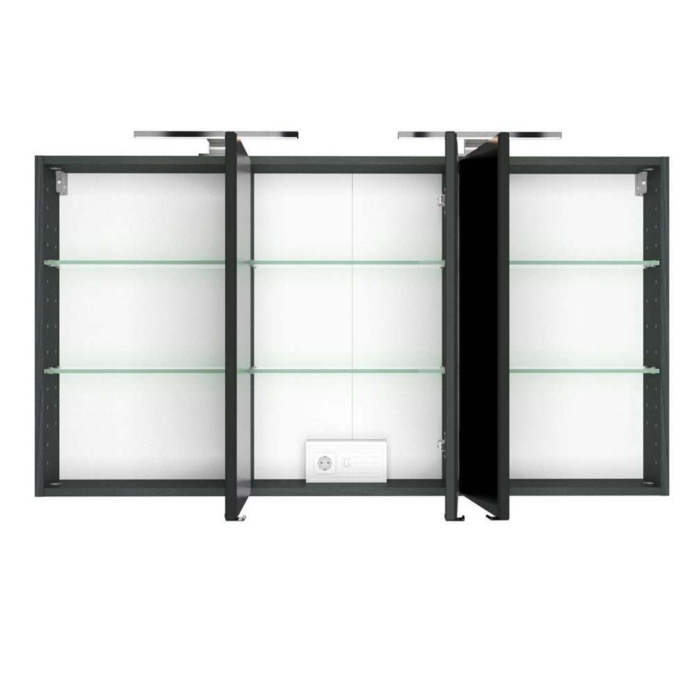 Lomadox Spiegelschrank FLORIDO-03 mit 2x LED-Beleuchtung in graphit B x H x T 120 x 64 x 20 cm