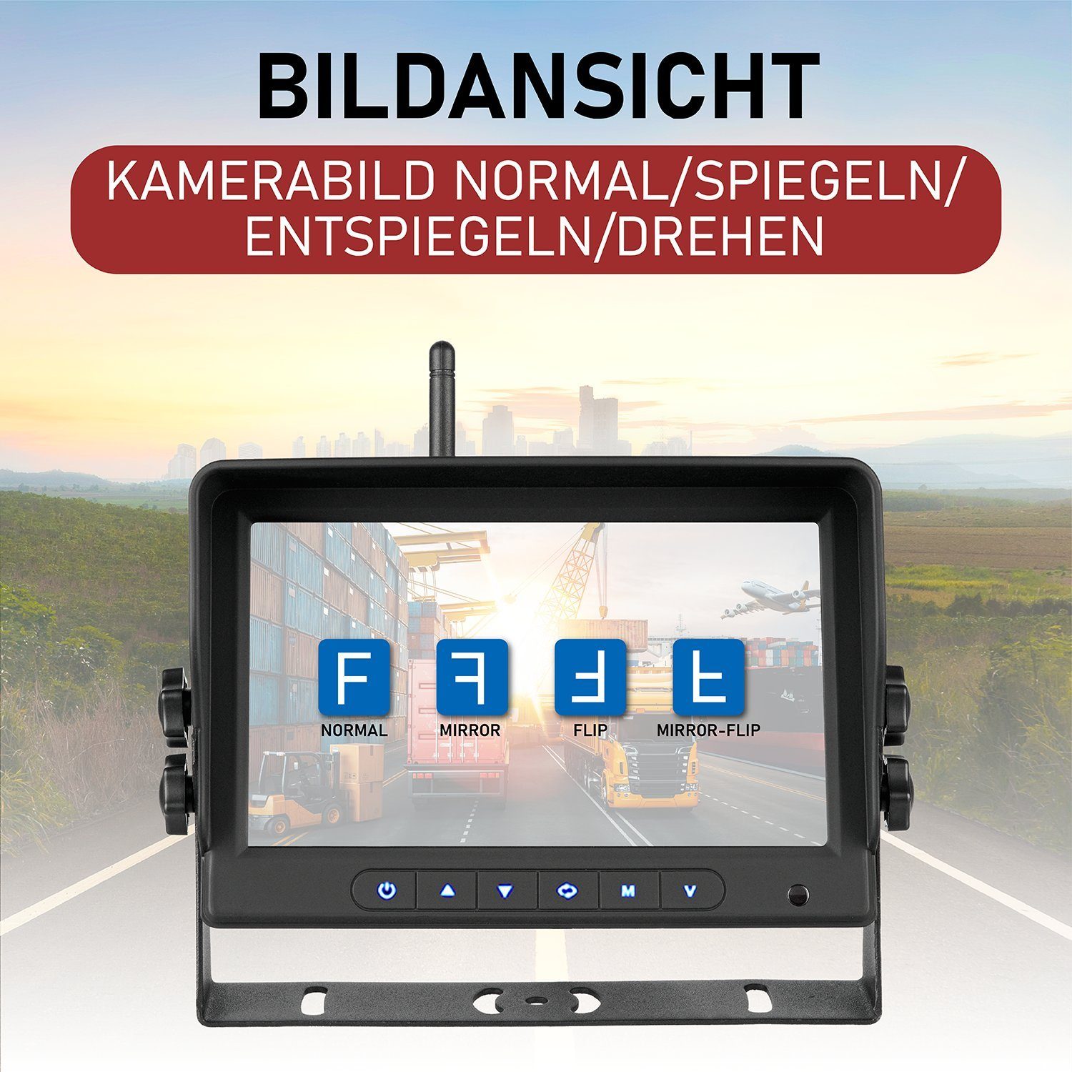 CARMATRIX BDW-710C+4 Rückfahrkamera (HD Funk Rückfahrsystem 7