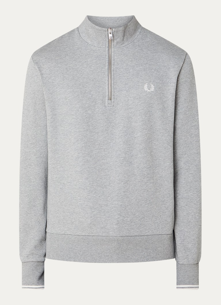 Fred Perry sweater with half zip and logo embroidery