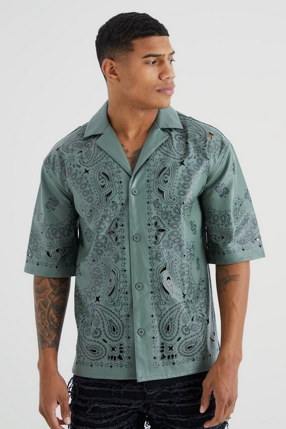 PU-Hemd mit Bandana-Print