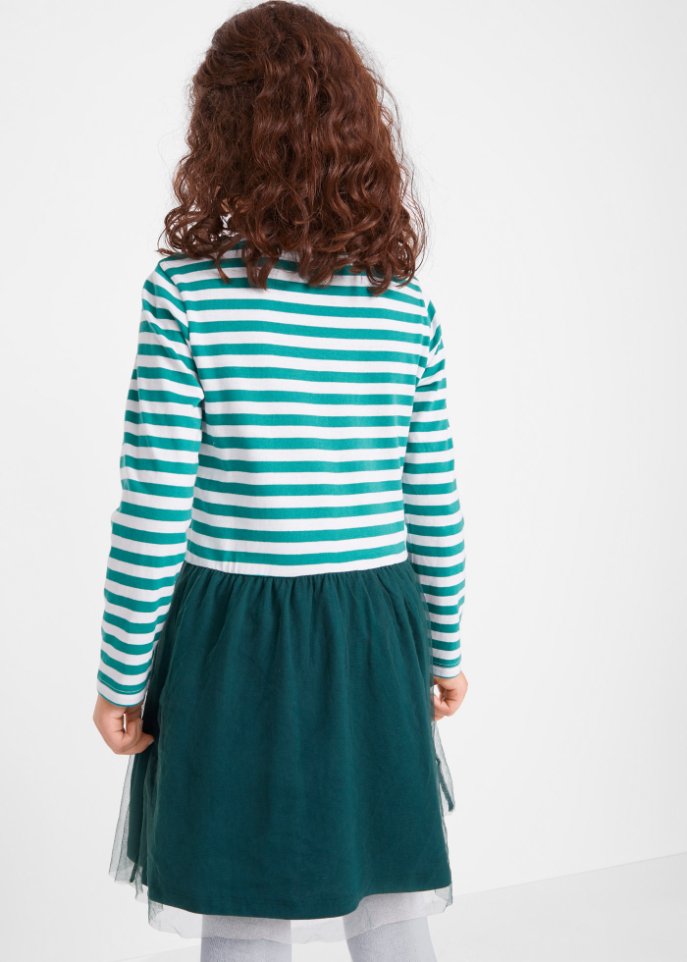 Weihnachtliches Mädchen Jerseykleid mit Tüll