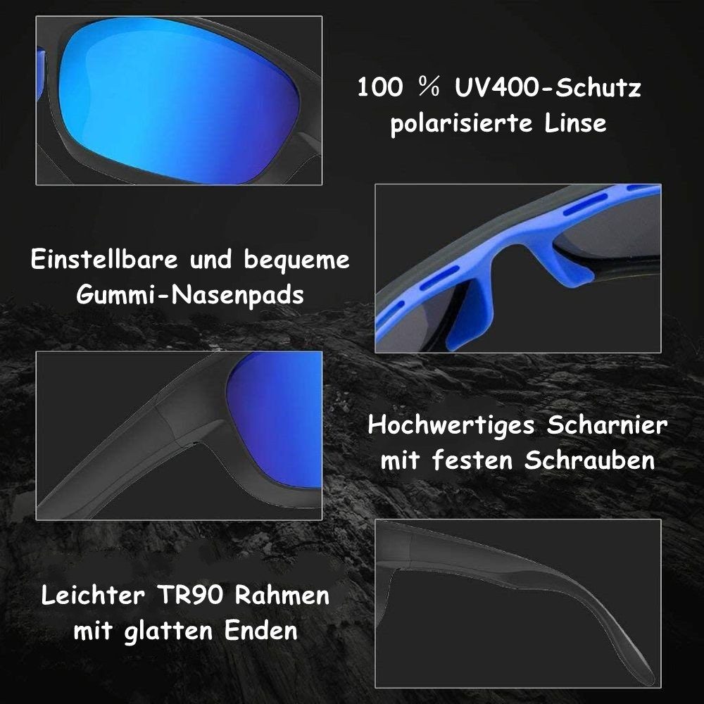Elegear Fahrradbrille Radsportbrille, (Uv400-schutz, blau), Blendung-schutz Winddicht