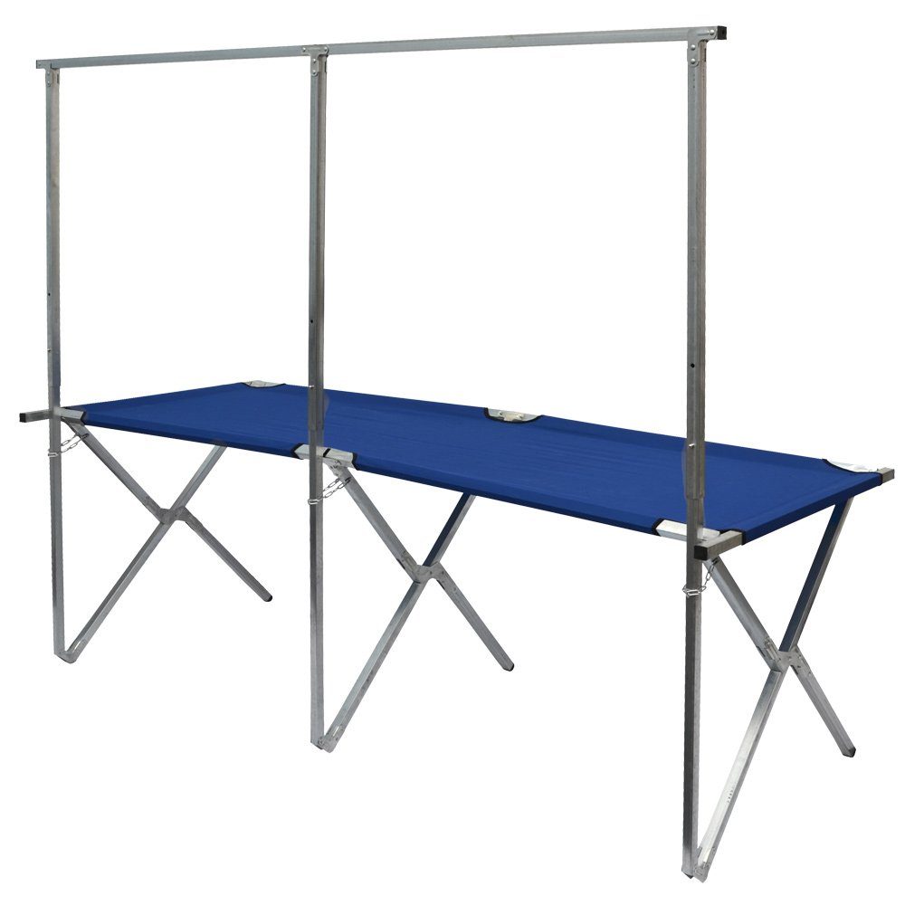 eyepower Klapptisch Verkaufstheke 2,05m + Kleiderstange faltbar, Markttisch Blau+Garderobe