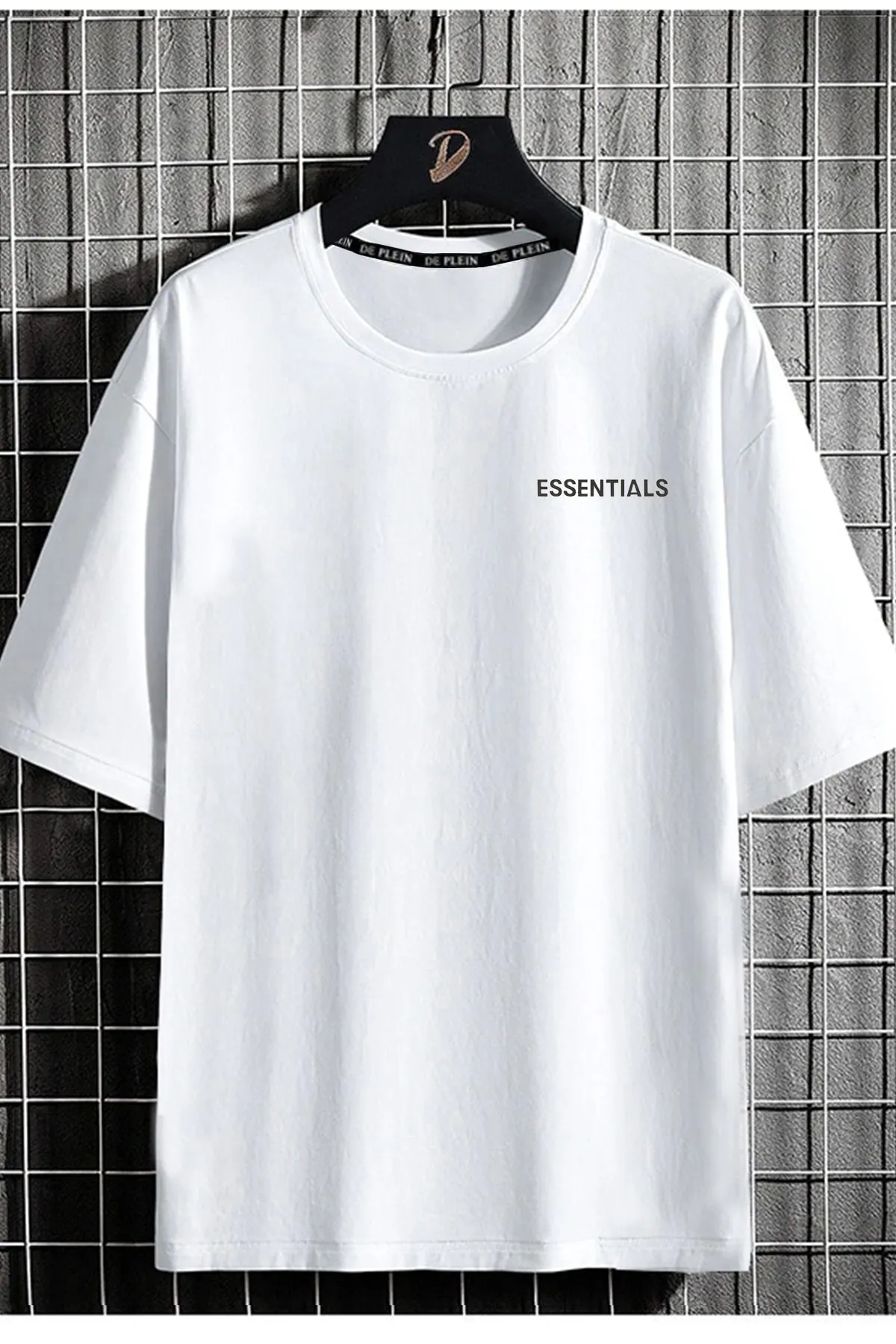 DE PLEIN  Weißes, übergroßes Unisex-T-Shirt mit Essentials-Aufdruck aus 100 % Baumwolle