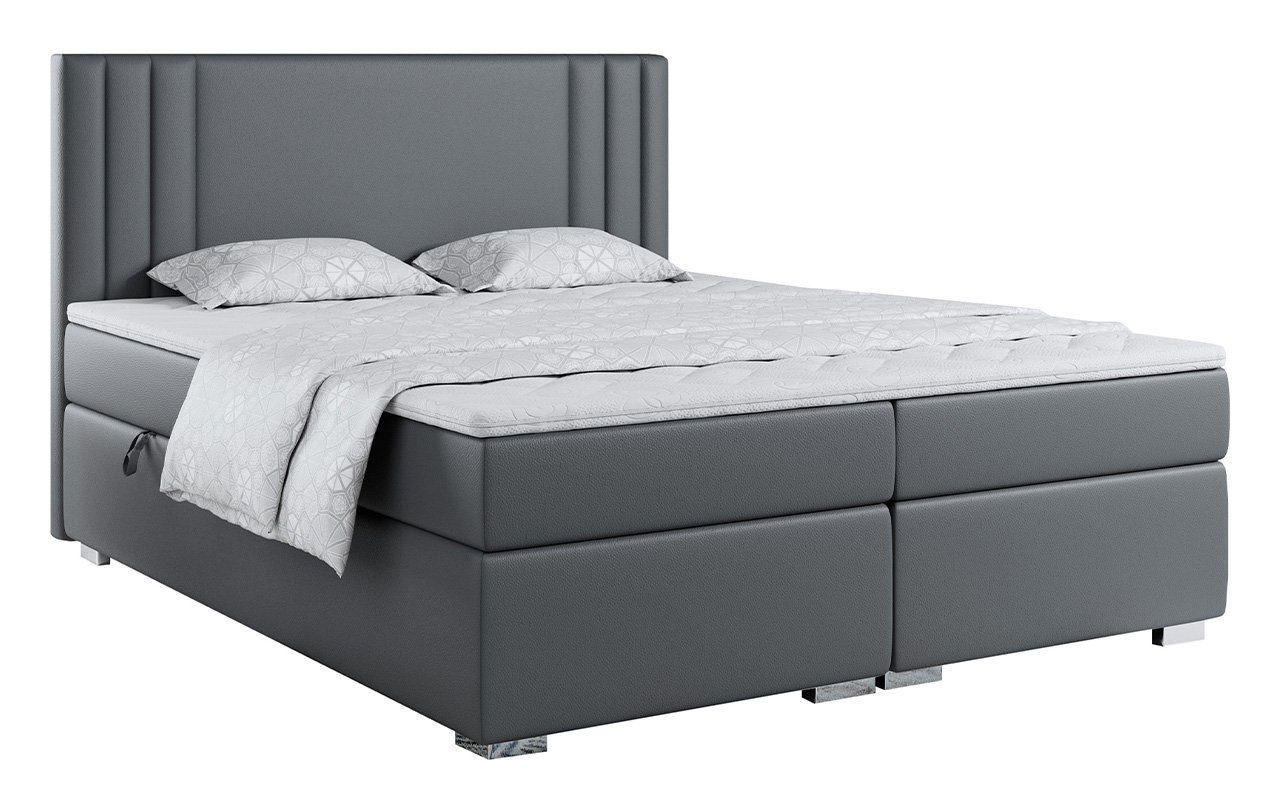 MKS MEBLE Boxspringbett NYJA, Doppelbett mit Multipocket-Matratze und Topper