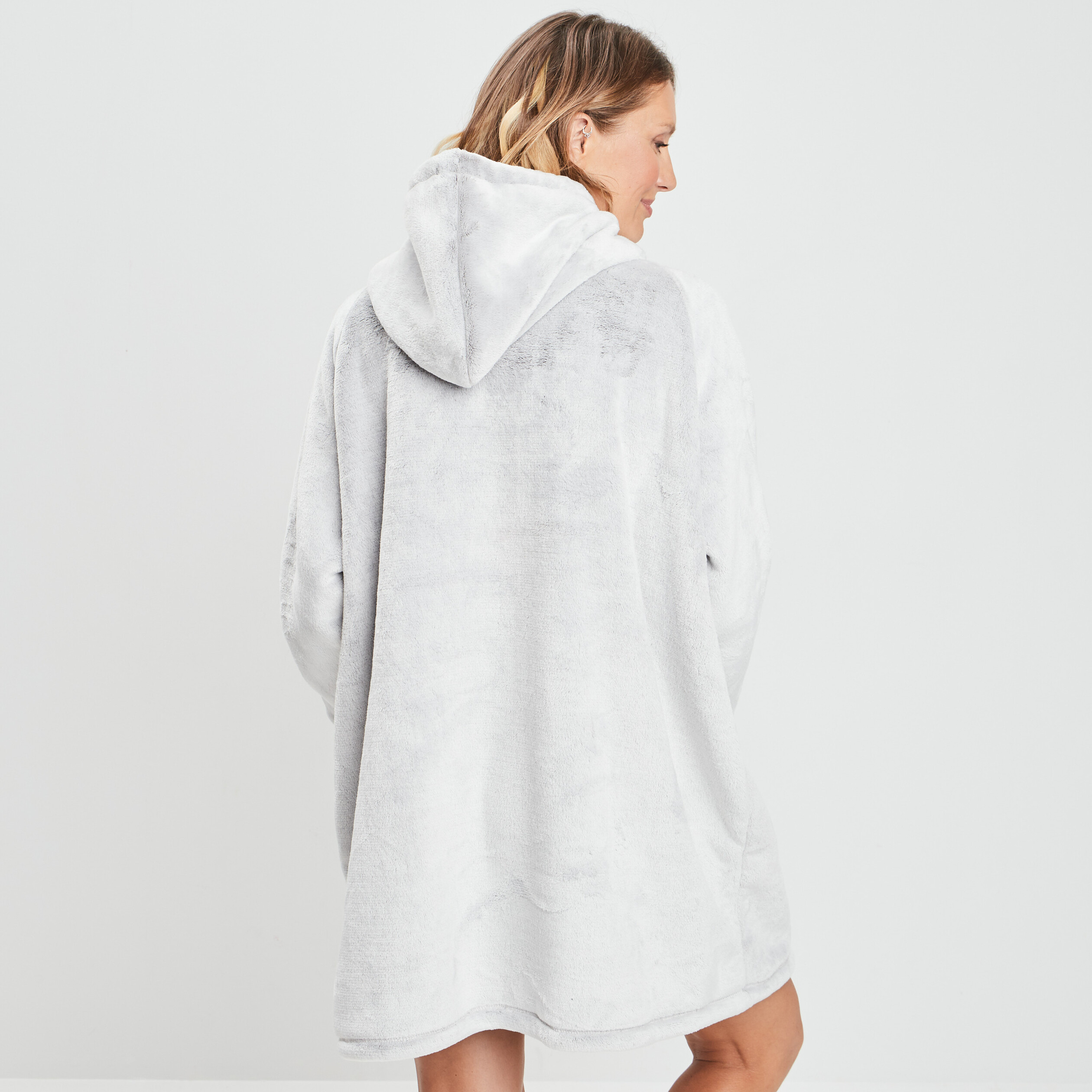Pyjama plaid à capuche taupe femme | La Halle