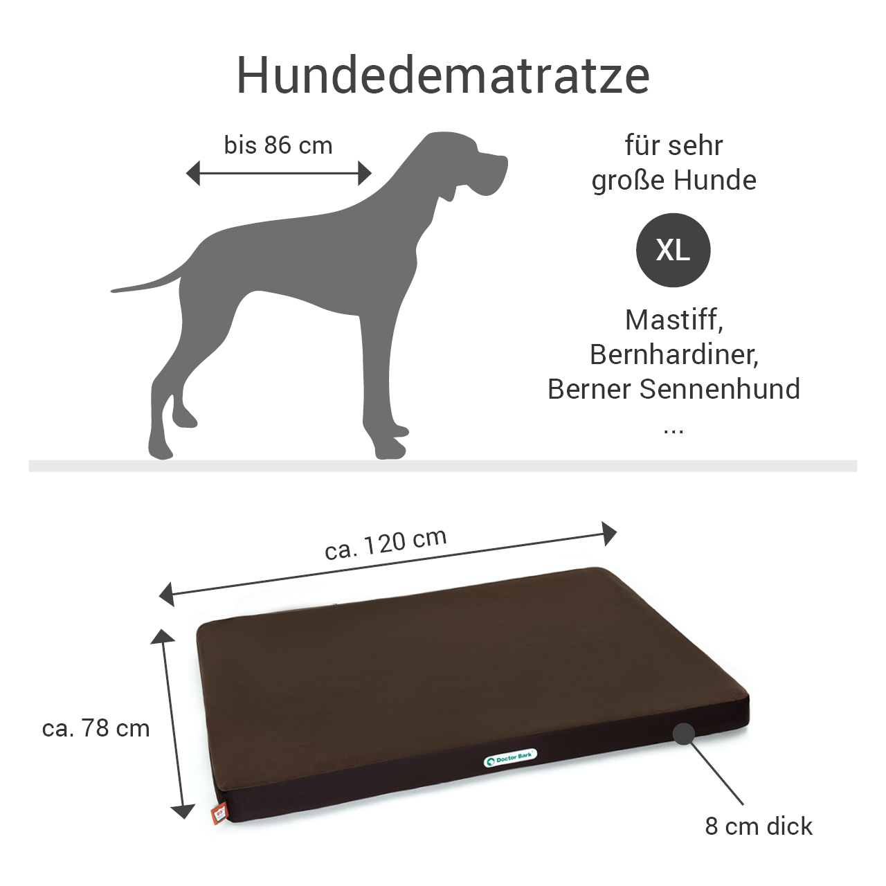 Doctor Bark Hundekissen Doctor Bark Hundematratze braun XL