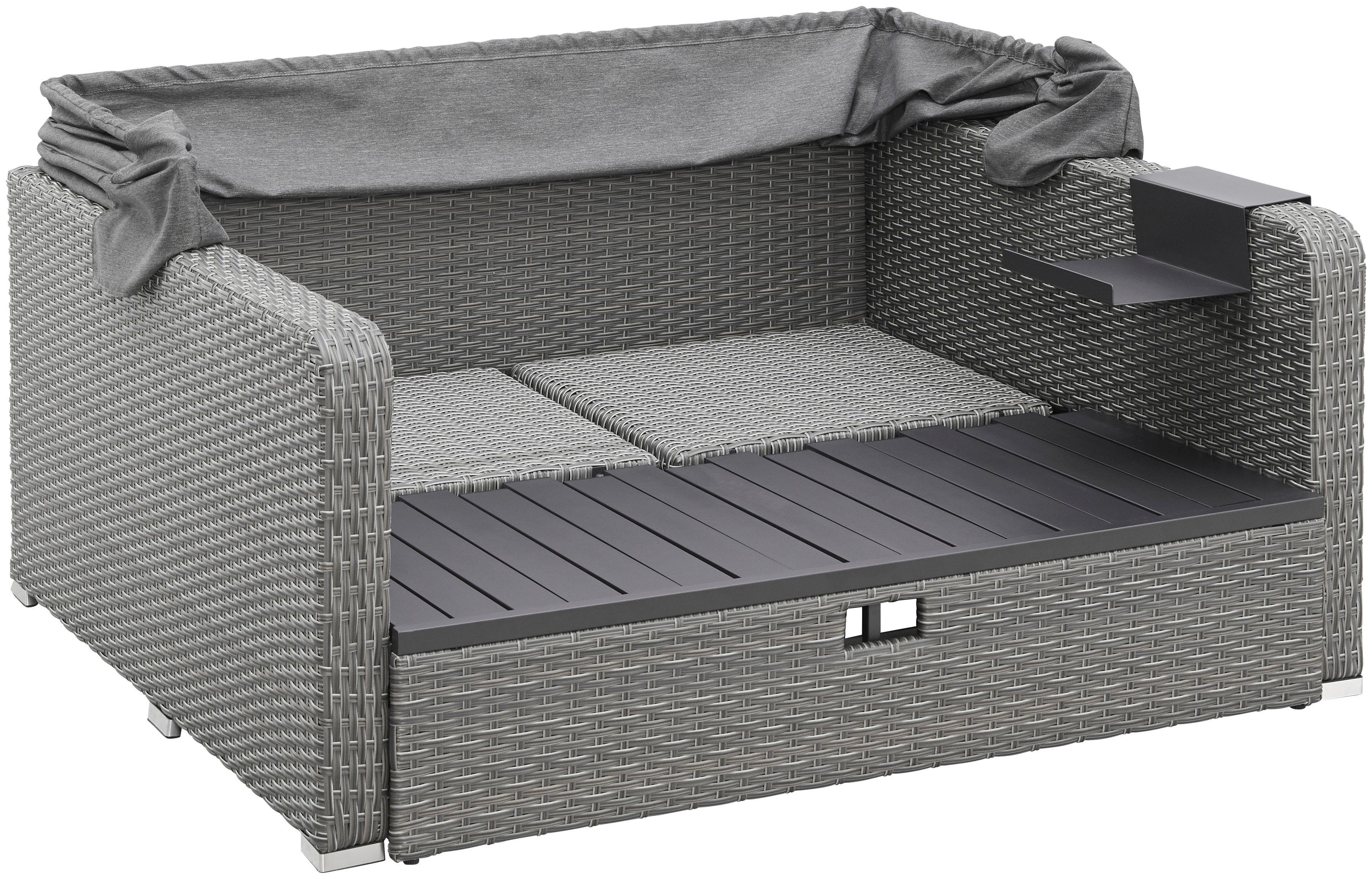 KONIFERA Loungebett Sylt, 8 Teile, Sofa, Zierkissen, Hängetisch mit klappbarem Dach