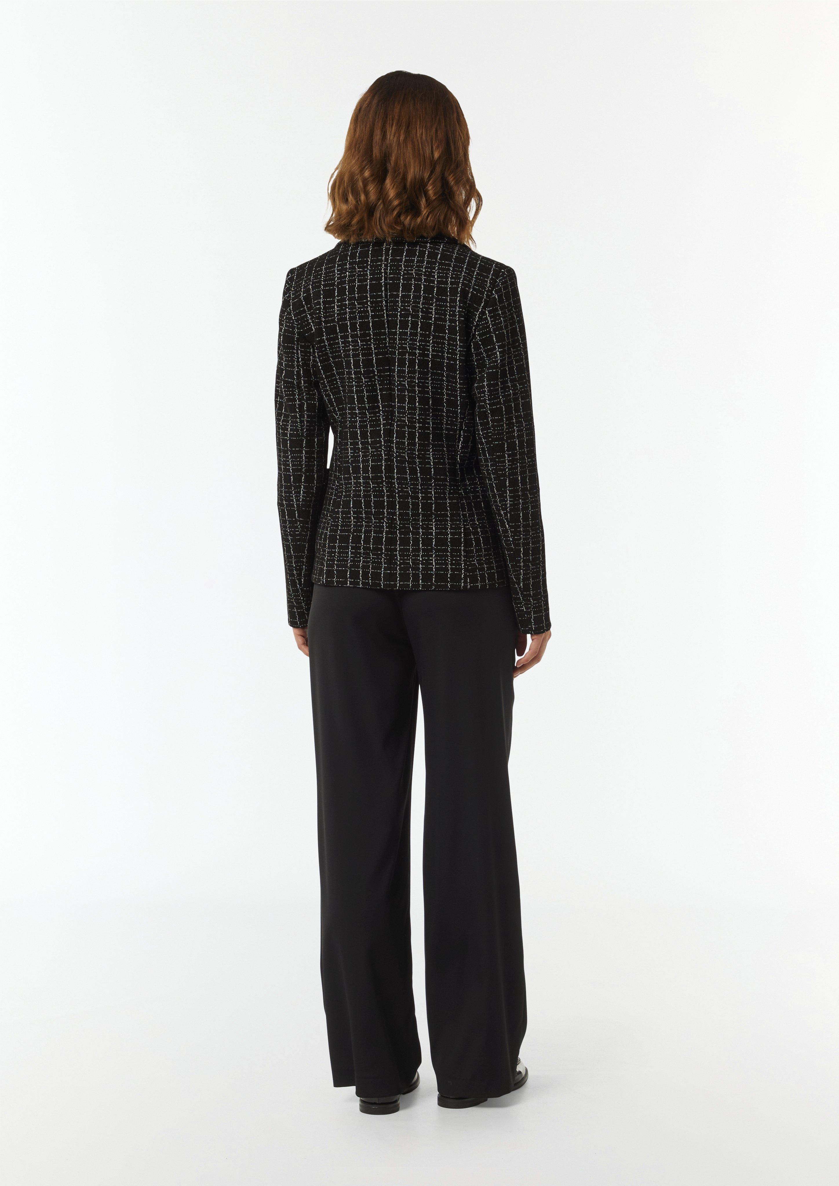 Bouclé-Blazer in karierter Musterung - schwarz