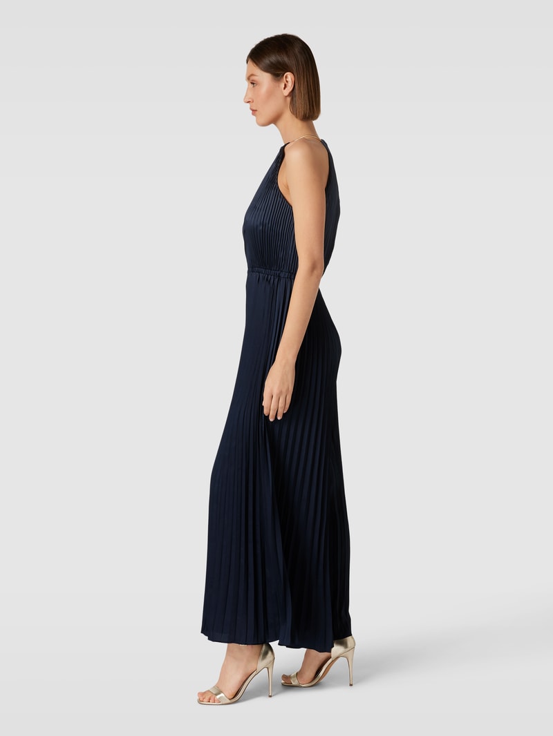 Jumpsuit mit Plisseefalten Modell 'CHAIN' in marineblau