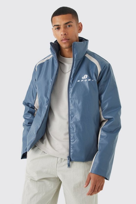 Kastige PU Moto-Steppjacke