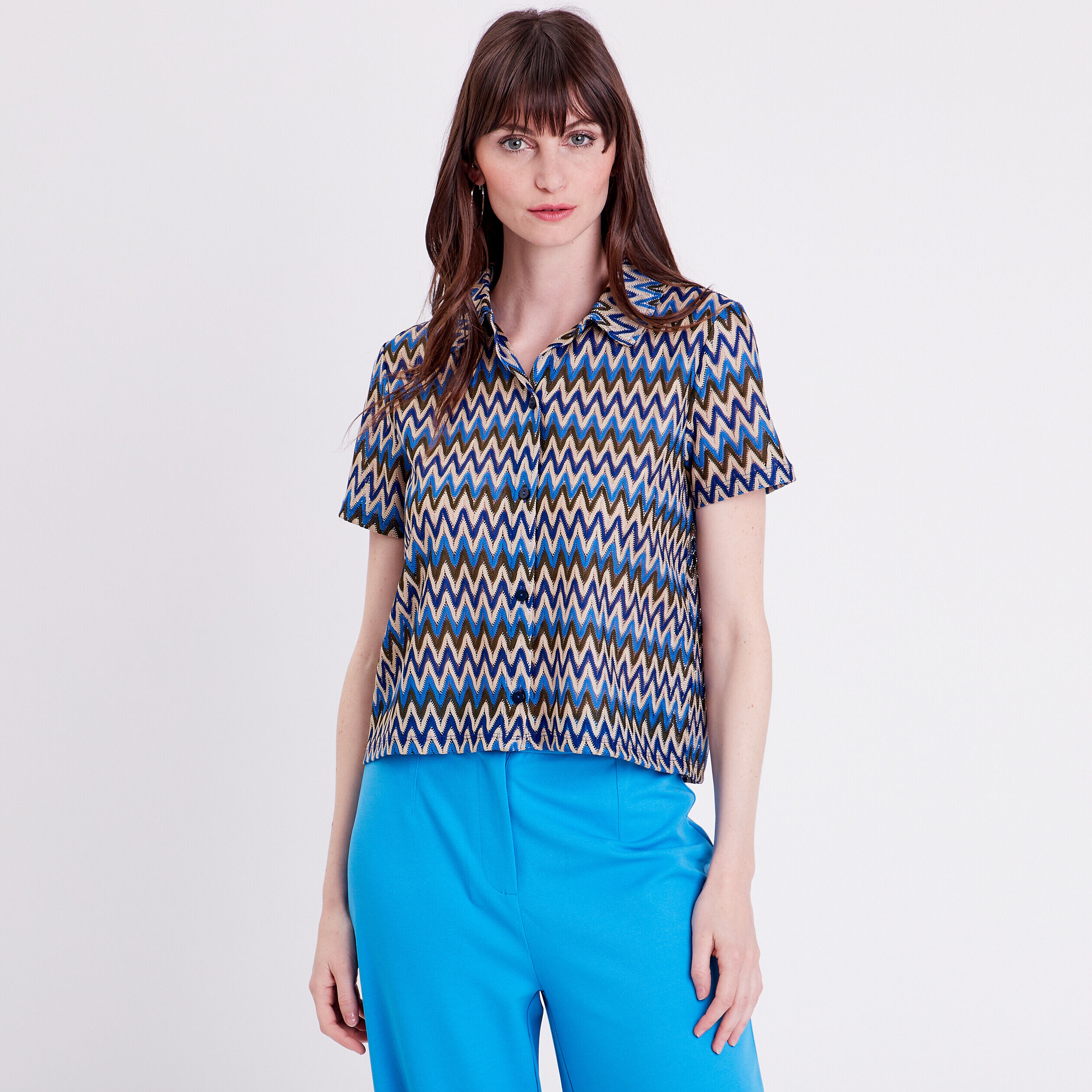Chemise manches courtes vert foncé femme | Cache Cache