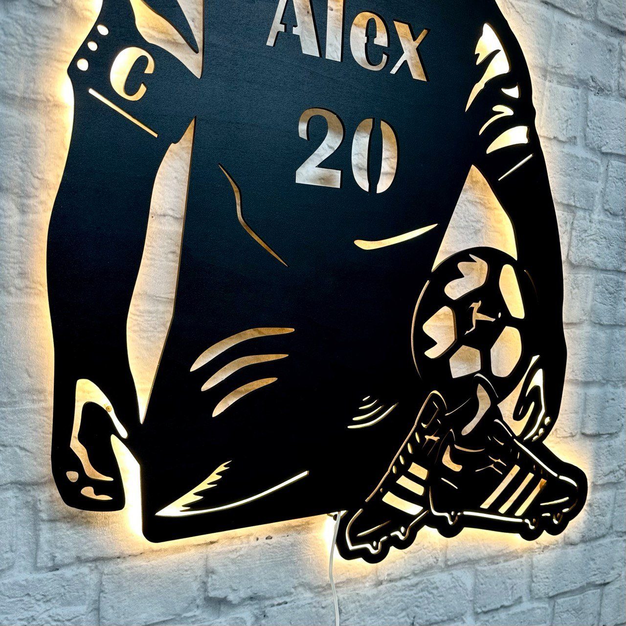 WoodFriends Wandbild personalisiertes Geschenk für Fußball Spieler Fußballfreund, Fußballliebhaber Kindergeburtstag Fußballturnier Trainer Fußballschild