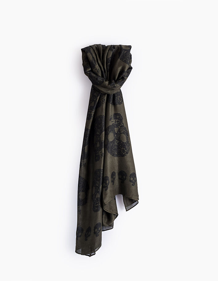 Chèche kaki print tête de mort Homme