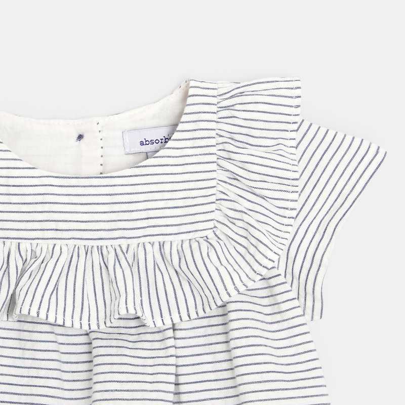 Robe à rayures et bloomer bébé fille bleue Absorba