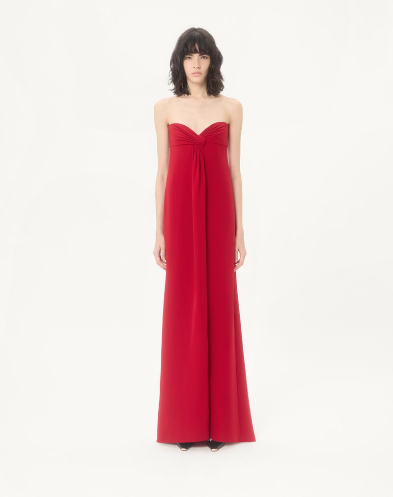 Vestido longo de alta costura em cady