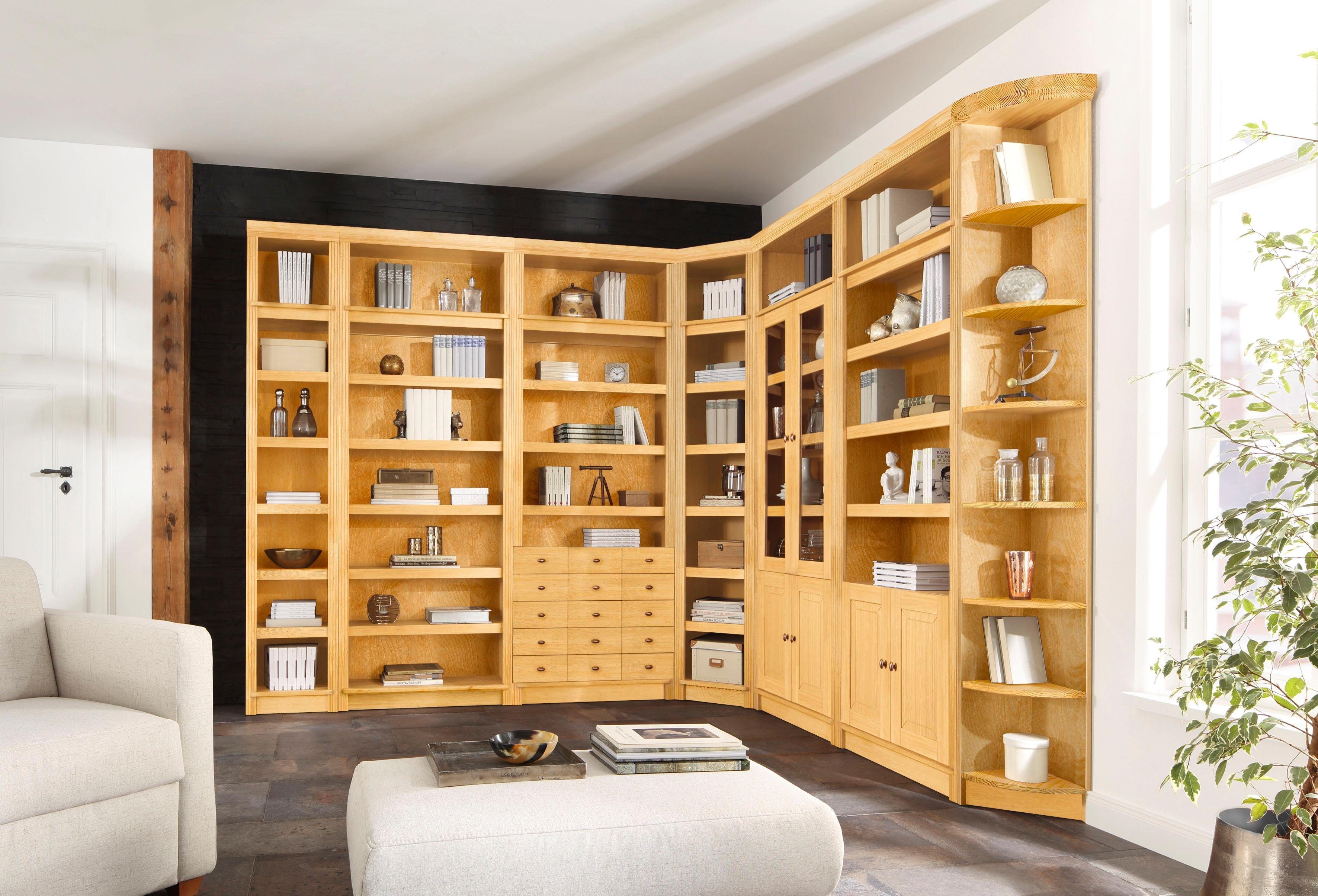 Home affaire Bücherregal Soeren, massiver Kiefer, in 2 Höhen, Tiefe 29 cm, Türen mit Klarglas Einsatz