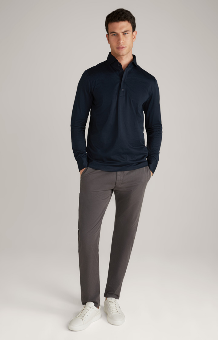 Langarm-Poloshirt Baldwin in Dunkelblau