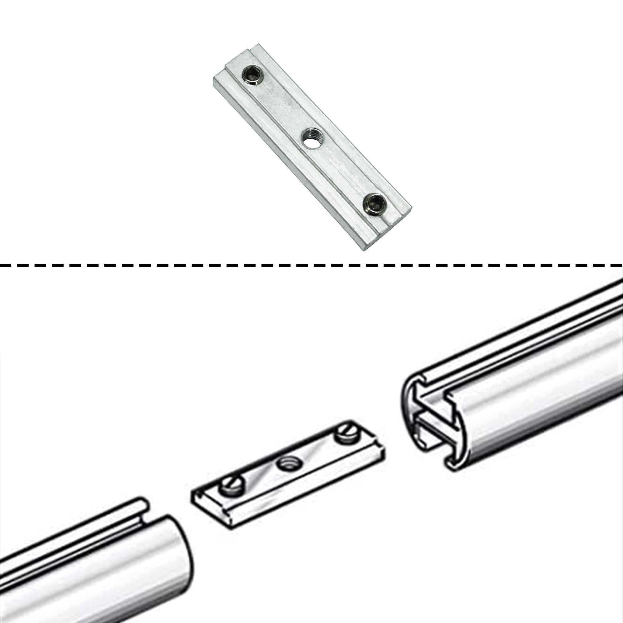 Gardinenstange Innenlaufgarnitur Nantes, SN DECO GROUP, Ø 19 mm, 2-läufig, Fixmaß, Verschraubt, Aluminium, Komplettset