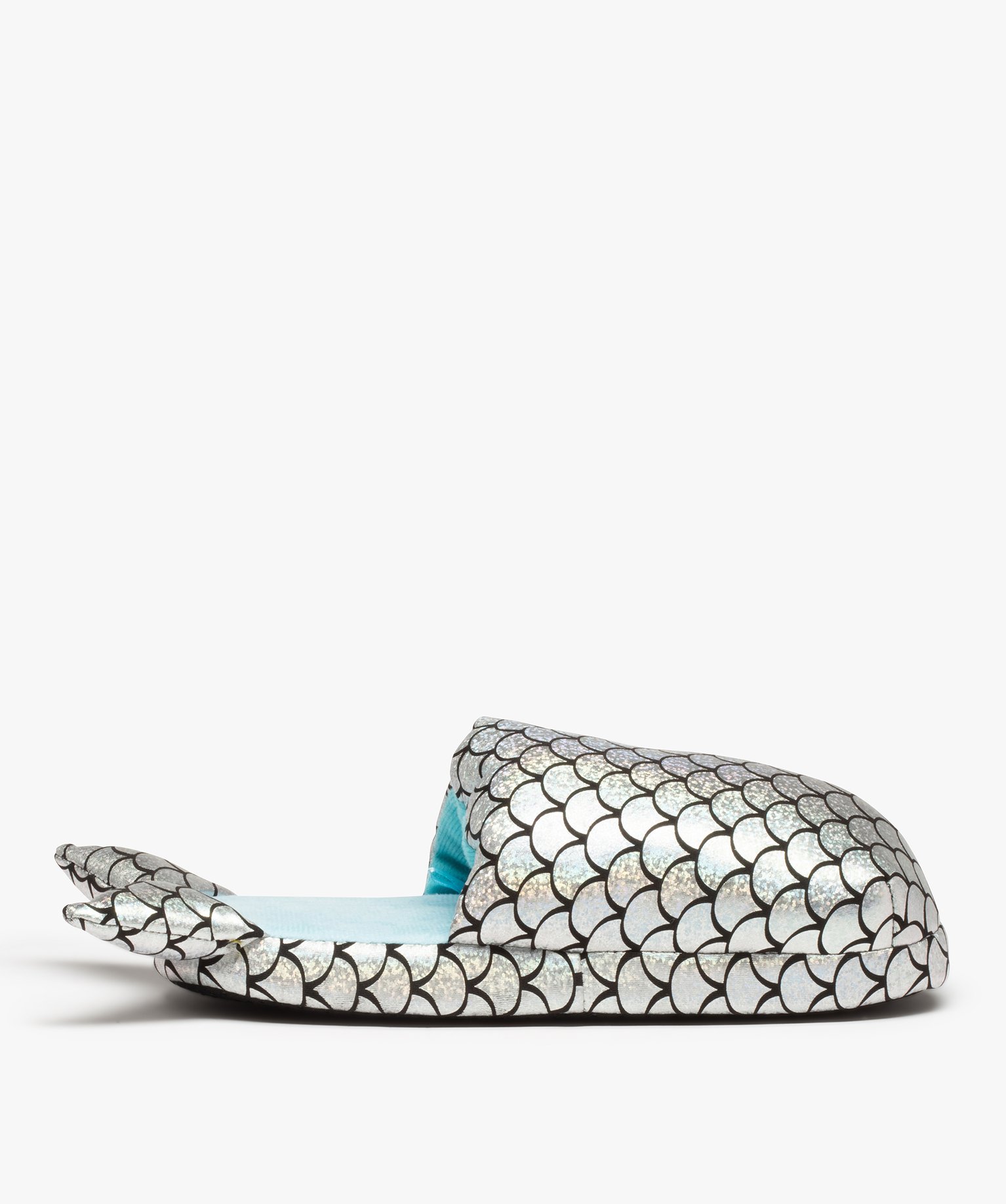 Chaussons femme mules rembourrées sirène argent | GEMO