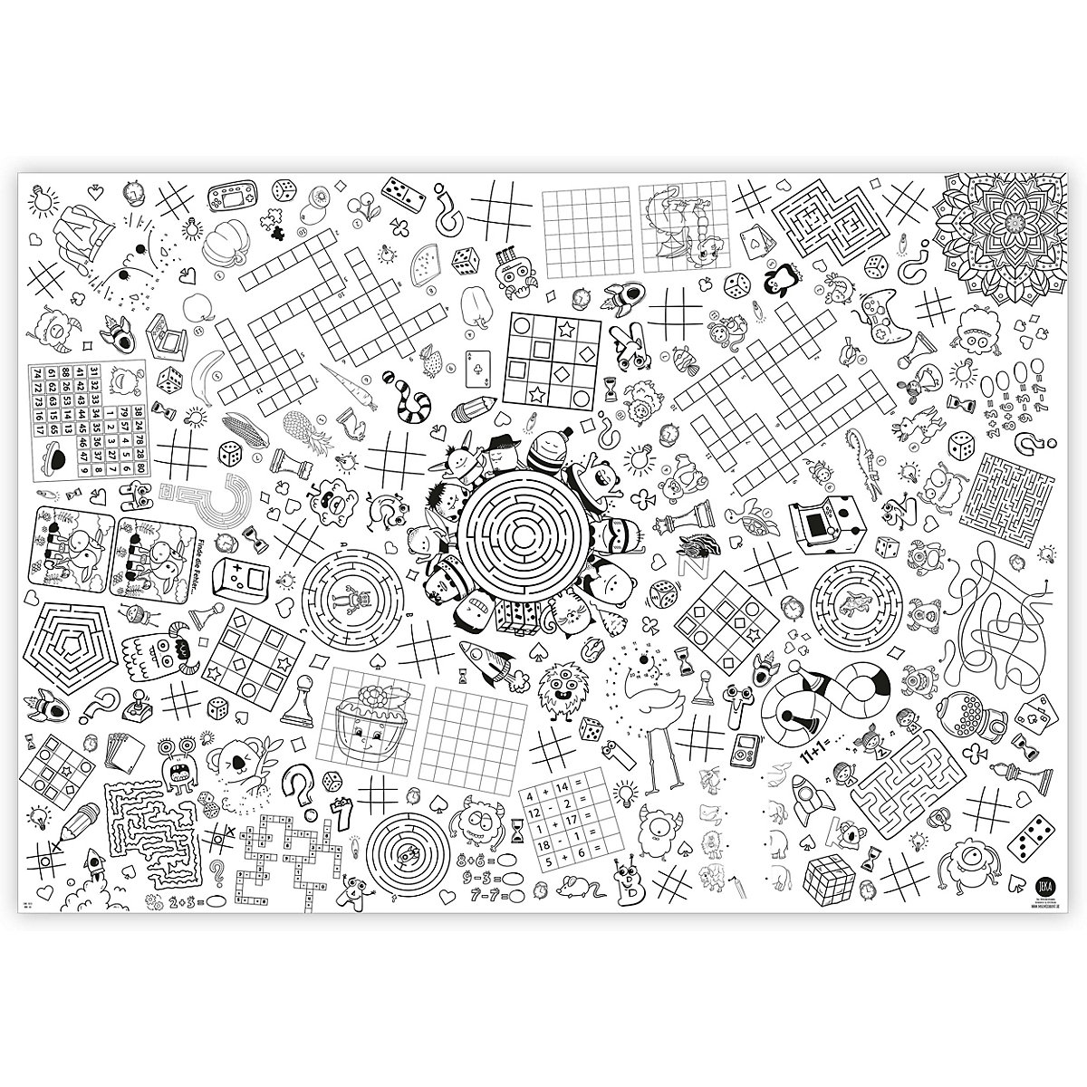 Mal Mich Bunt Ausmal-Tischdecke aus Papier, Motiv Rätsel Spiele, 84,1x118,9cm