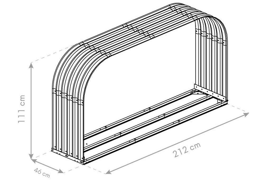 WESTMANN Kaminholzregal, BxTxH:212x46x111 cm, aus verzinktem Stahl