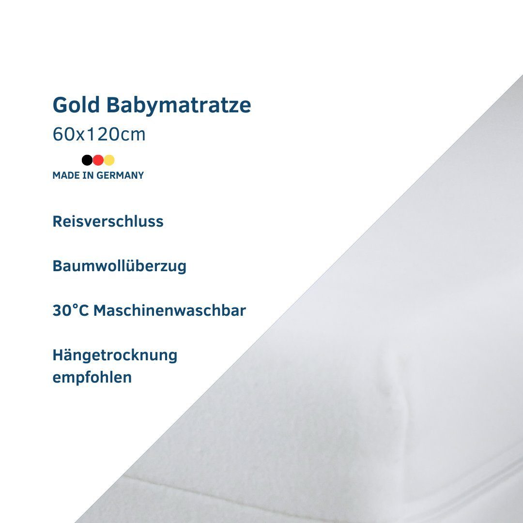 Babymatratze Gold 60x120 cm, mia Matratzen, (Set, 2-tlg), Nachhaltig, Made in Germany, gesunder Schlaf, Babys- und Kinder, Babybett, Kinderzimmer