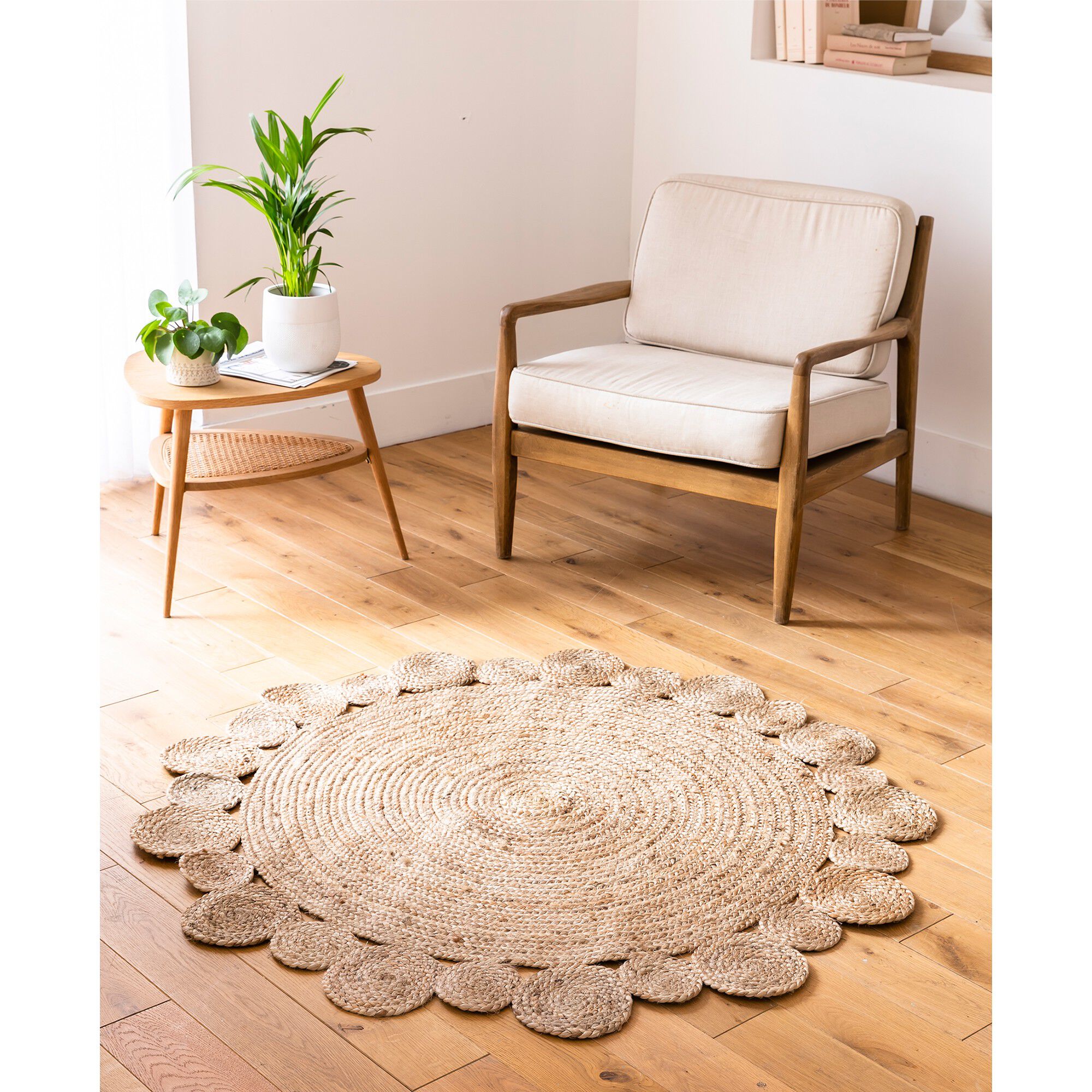 Tapis rond en jute ajouré