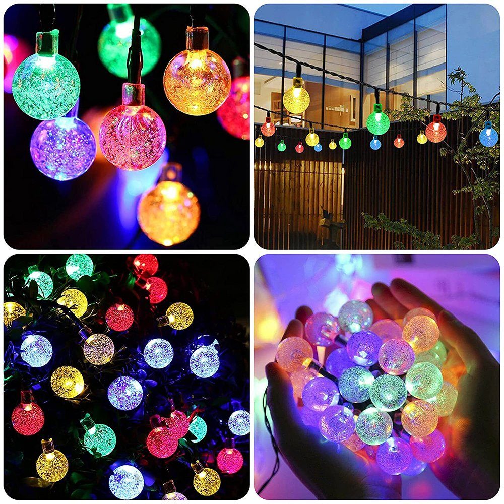 Rosnek LED-Lichterkette Lichterkette Außen Solar, Solar Lichterkette Aussen Kristall Kugeln, 5/9M Wasserdicht LED Solarlichterkette für Garten, Party, Weihnachten