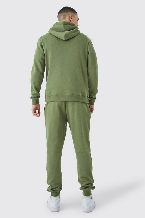 Man Branded Drawcord Detail Hooded Tracksuit