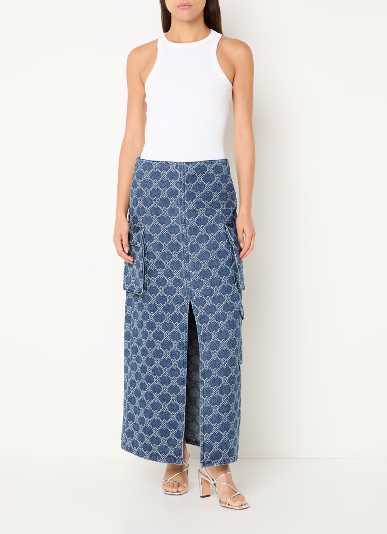 Daily Paper Zora Jeans-Maxirock mit aufgesetzten Taschen und Logoprint