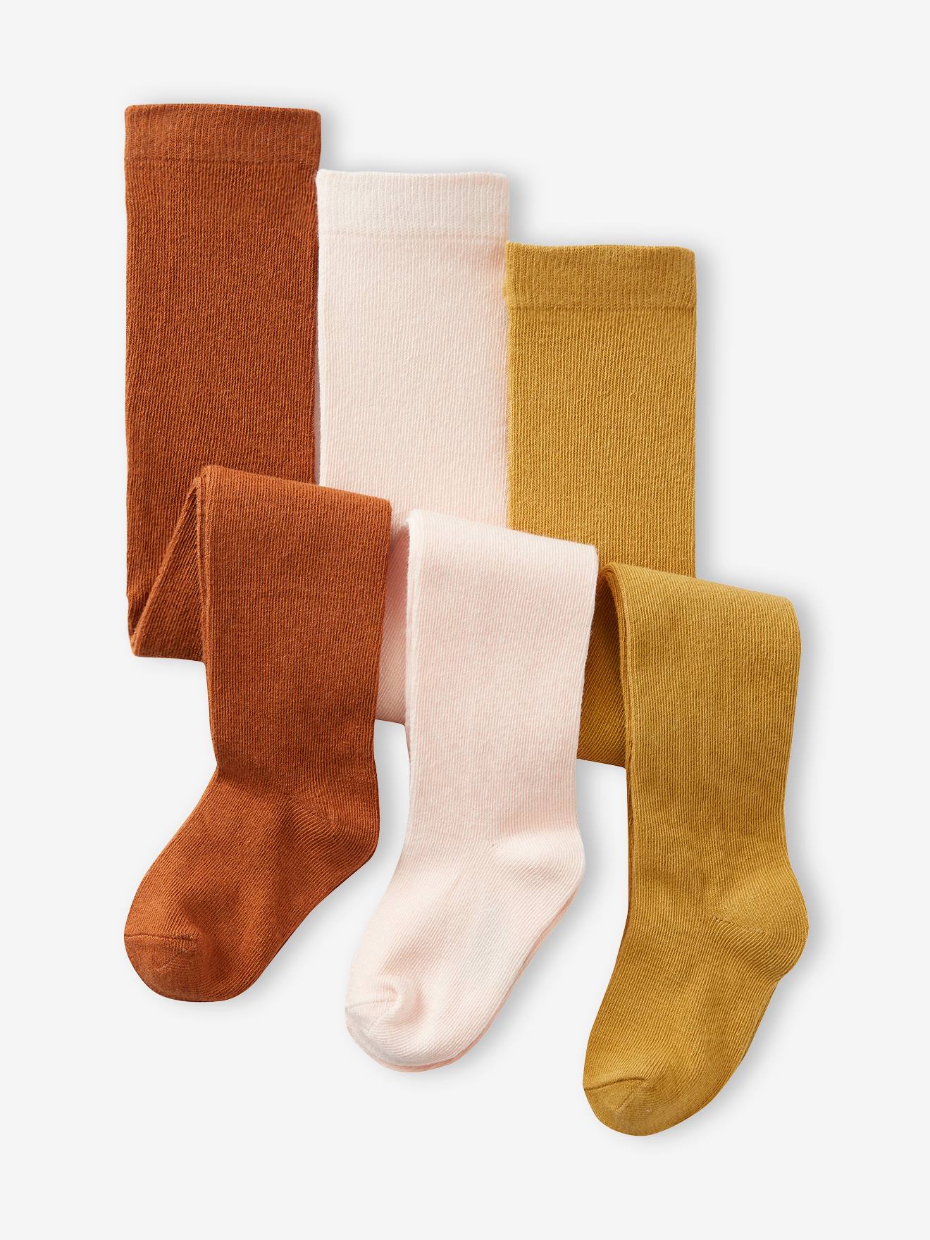 Lot de 3 collants bébé maille BASICS noisette