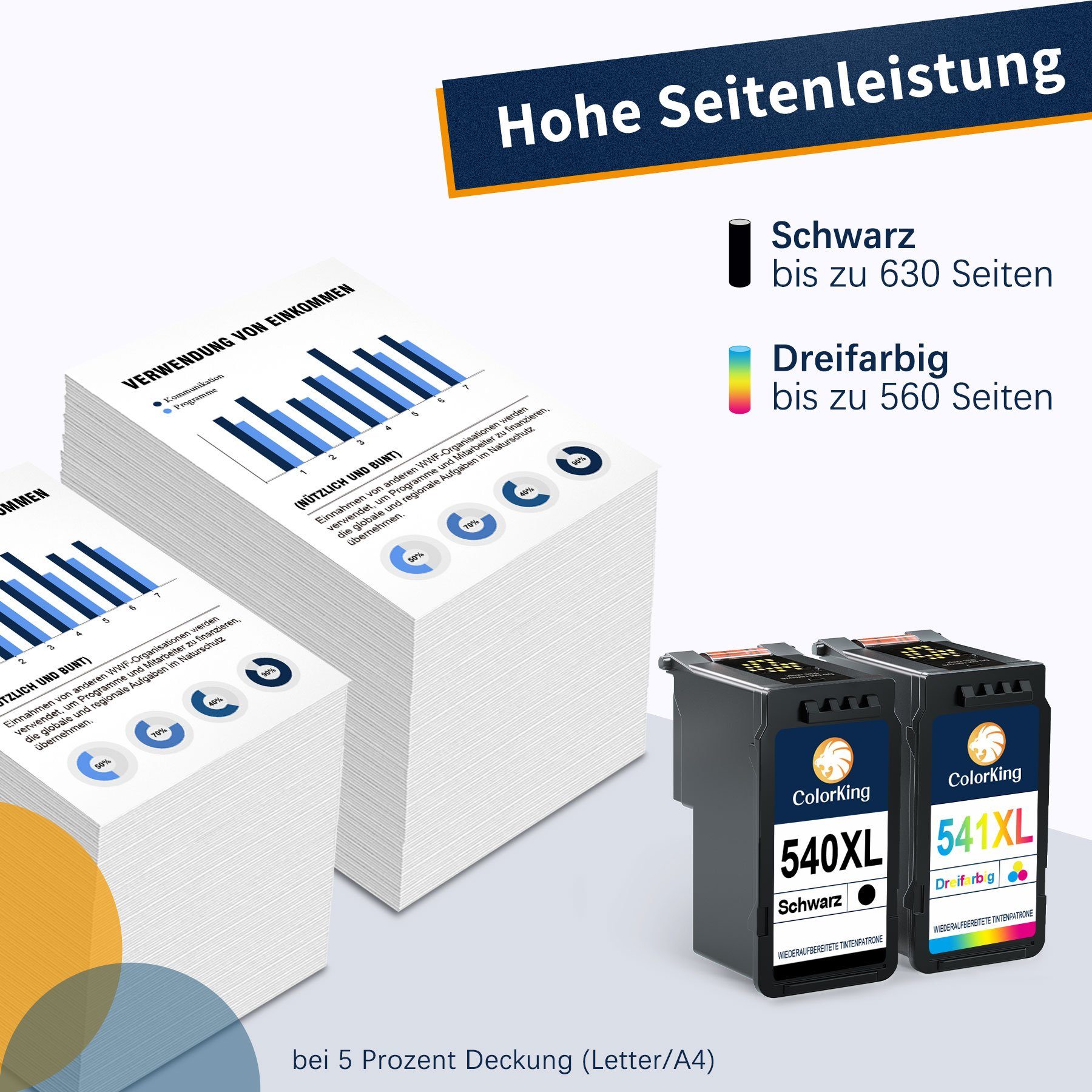 ColorKing 540 XL für CANON 541XL PG-540XL CL-541XL Tintenpatrone (PIXMA TS5150 MX475, MG3650S MG4250 MG3650 MG3600)