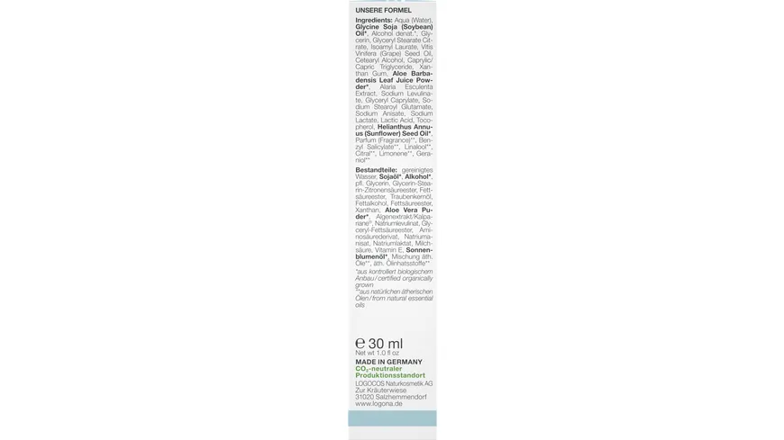 LOGONA CLASSIC Feuchtigkeitsspendende Tagescreme Bio-Aloe Vera 30 ml