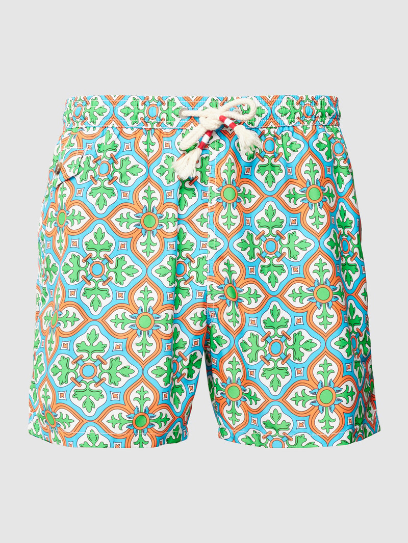 Badehose mit Allover-Muster Modell 'LIGHTNING' in rot
