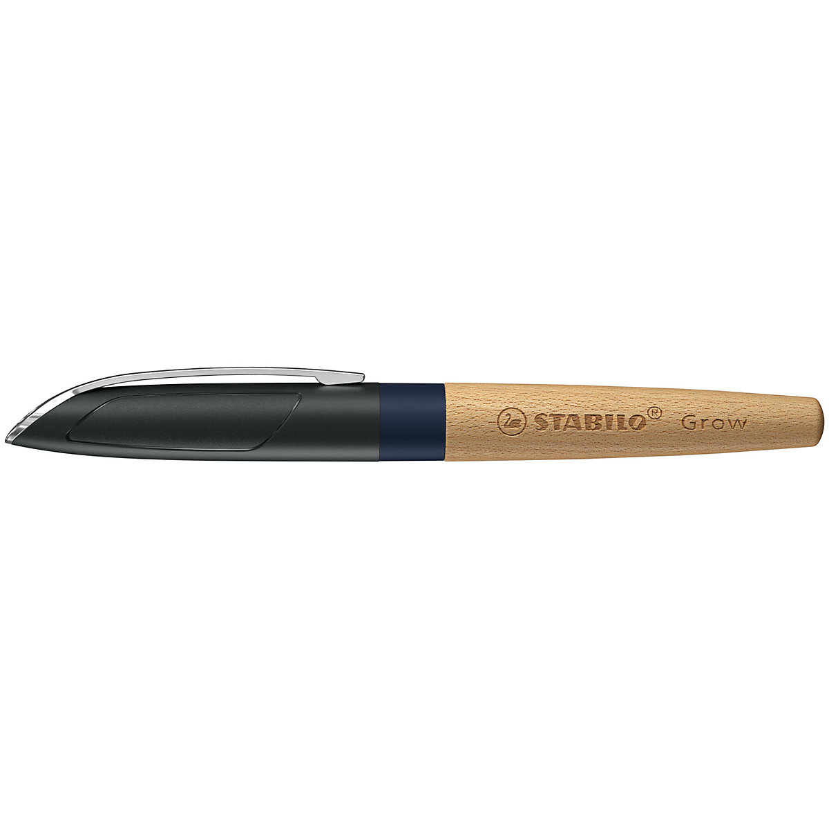 Füllhalter STABILO Grow M-Feder blaubeerblau/Buche, klimaneutral