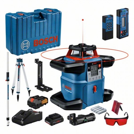 Laser rotativ profesional Bosch Blue 06159940P5 GRL 600 CHV 18V 4.0 ProCore + trepied + riglă