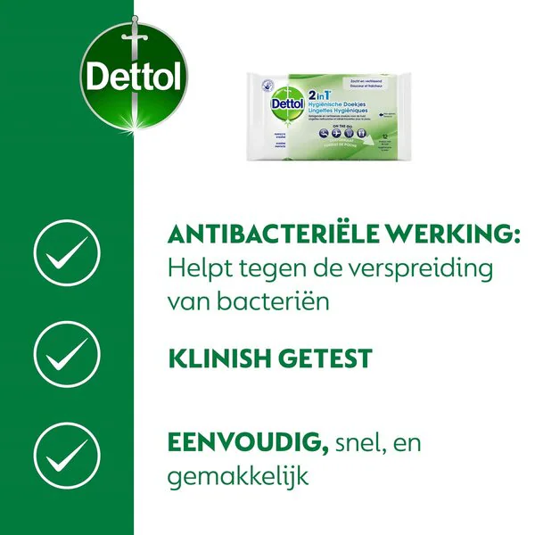 Dettol 2-in-1 Hygienic Wipes 12 pieces