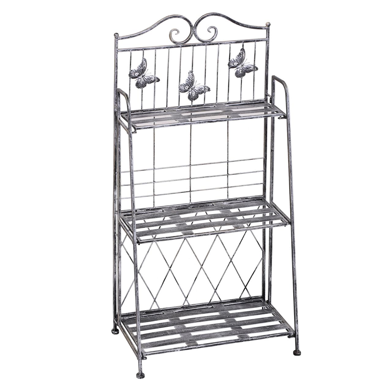 Outsunny Pflanzregal Gartenregal 3 Ebenen Metall Silbergrau