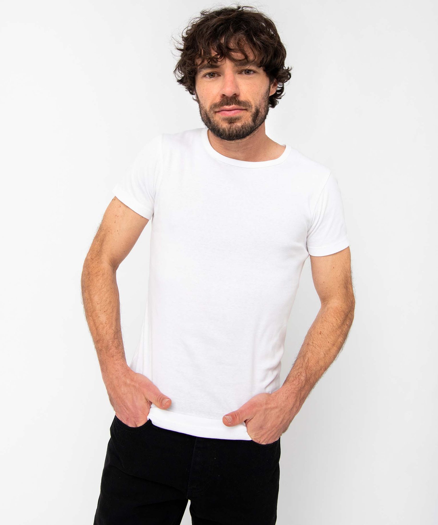 Tee-shirt homme à manches courtes et col rond en coton biol... blanc | GEMO