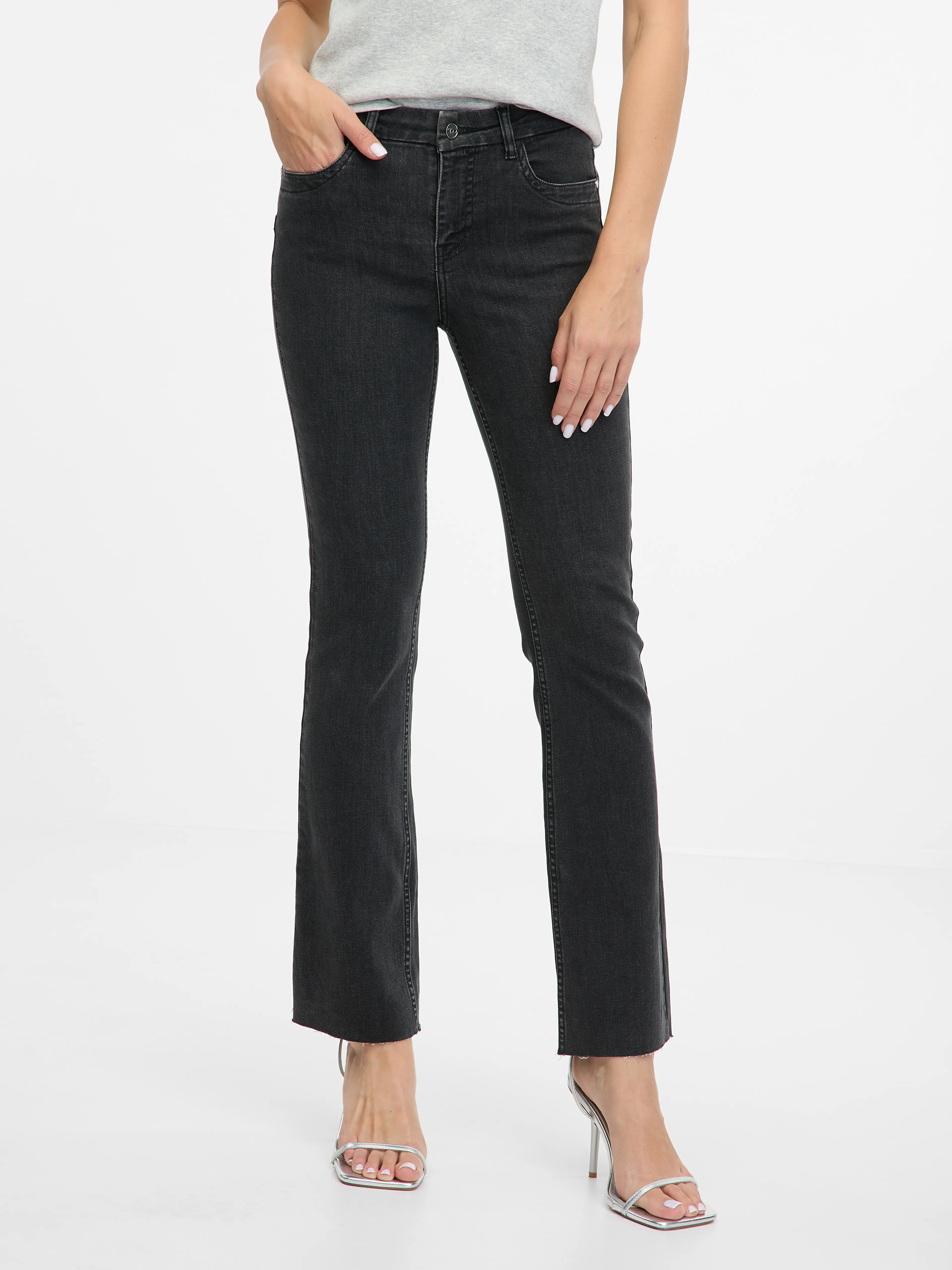 Schwarze Damen-Bootcut-Jeans ORSAY