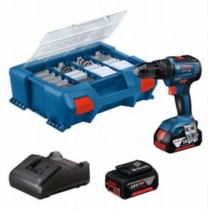 Bosch Blue 06019H530A GSB 18V-55 Batteridrevet slagbormaskin 18V 4,0Ah Li-ion + 82 tilbehør i Pick&Click L-koffert