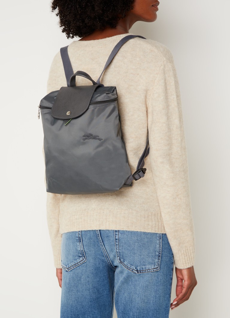 Longchamp Le Pliage Vihreä reppu nahkayksityiskohdilla